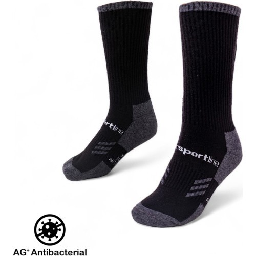Merino Mid-Calf Socks inSPORTline Meritic Crew AG+ Antibacterial - Black and grey