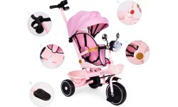 Vaikiškas triratukas ECOTOYS su pasukama sėdyne ir stūmimo rankena, rožinis