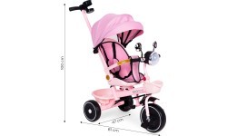 Rowerek trójkołowy dla dzieci spacerówka obracane siedzisko pchacz różowy ECOTOYS