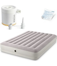 Pripučiamas dvivietis čiužinys 203x152x30 cm su elektrine pompa INTEX 64179