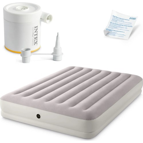 Pripučiamas dvivietis čiužinys 203x152x30 cm su elektrine pompa INTEX 64179
