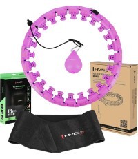 SET HULA HOOP PLUS SIZE HHW12 VIOLET WITH WEIGHT HMS + WAIST SUPPORT BR163 BLACK