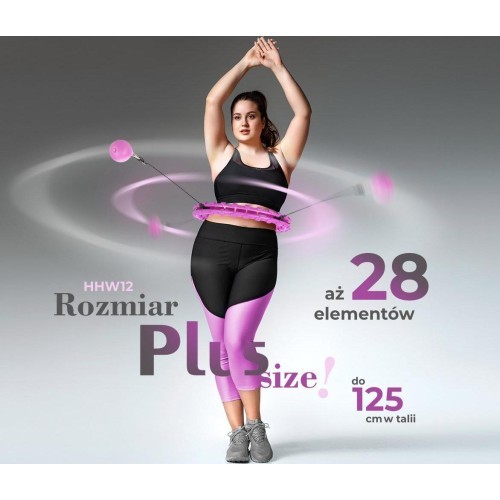 Hula hoop rinkinys Plus Size HHW12 violetinis su svarmeniu HMS + juosmens diržas BR163 juodas