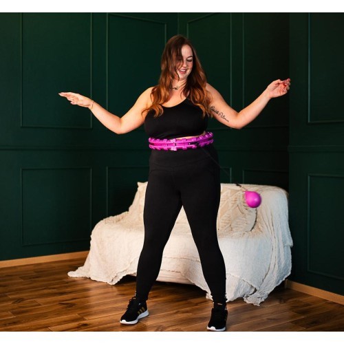 Hula hoop rinkinys Plus Size HHW12 violetinis su svarmeniu HMS + juosmens diržas BR163 juodas
