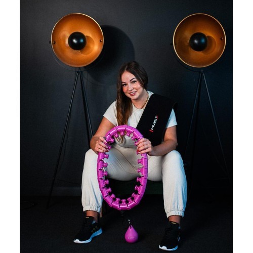Hula hoop rinkinys Plus Size HHW12 violetinis su svarmeniu HMS + juosmens diržas BR163 juodas
