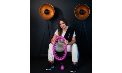 Hula hoop rinkinys Plus Size HHW12 violetinis su svarmeniu HMS + juosmens diržas BR163 juodas