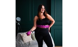 SET HULA HOOP PLUS SIZE HHW12 VIOLET WITH WEIGHT HMS + WAIST SUPPORT BR163 BLACK