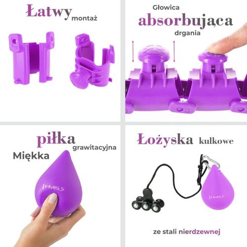 Набор обруч хула-хуп Plus Size HHW12 фиолетовый с утяжелителем HMS + пояс для талии BR163 черный