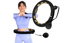 HHM13 NEW HULA HOOP BLACK/GOLD MAGNETIC WITH WEIGHT + COUNTER HMS