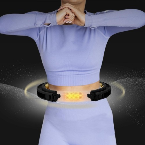 HHM13 NEW HULA HOOP BLACK/GOLD MAGNETIC WITH WEIGHT + COUNTER HMS
