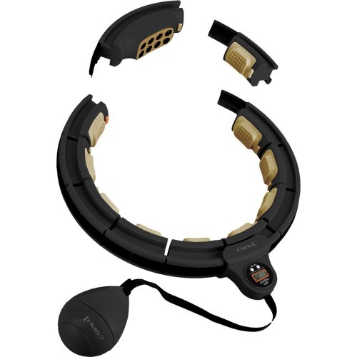 HHM13 NEW HULA HOOP BLACK/GOLD MAGNETIC WITH WEIGHT + COUNTER HMS