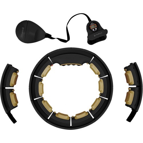 HHM13 NEW HULA HOOP BLACK/GOLD MAGNETIC WITH WEIGHT + COUNTER HMS