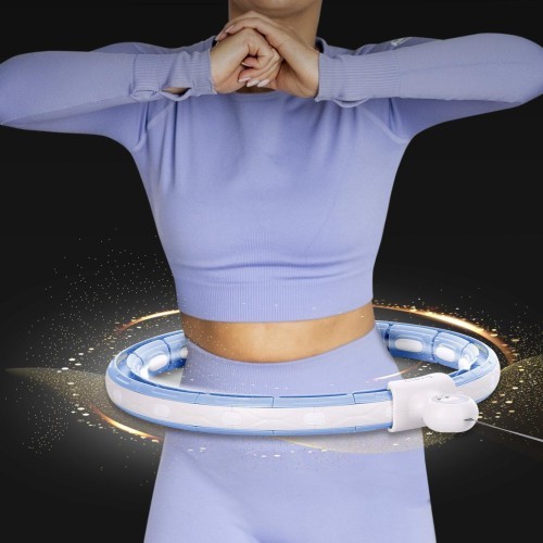 SET HULA HOOP MAGNETIC BLUE HHM15 WITH WEIGHT + COUNTER HMS + WAIST SUPPORT BR163 BLACK PLUZ SIZE