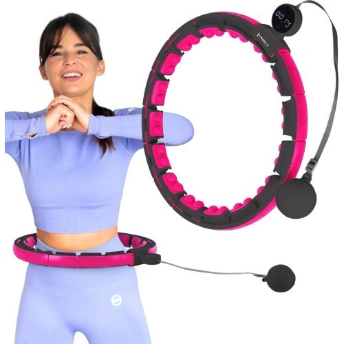 HHM16 HULA HOOP BLACK/PINK MAGNETIC WITH WEIGHT + COUNTER HMS
