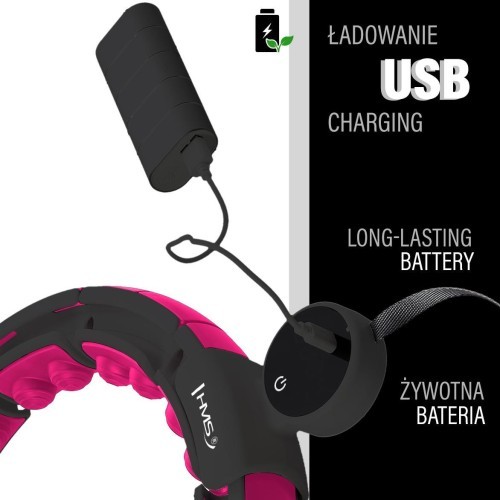 HHM16 HULA HOOP BLACK/PINK MAGNETIC WITH WEIGHT + COUNTER HMS
