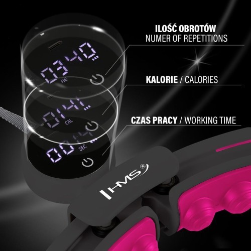 HHM16 HULA HOOP BLACK/PINK MAGNETIC WITH WEIGHT + COUNTER HMS