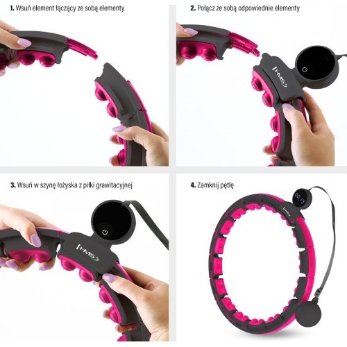 HHM16 HULA HOOP BLACK/PINK MAGNETIC WITH WEIGHT + COUNTER HMS