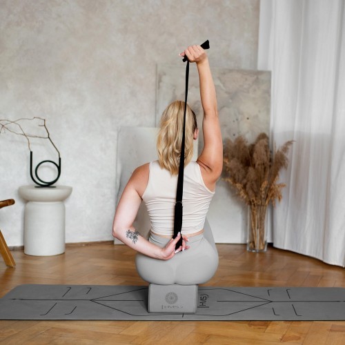 YOGA SET HMS GRAY MAT TPE YM10 + BLOCK KJ02 + STRAP SJ02