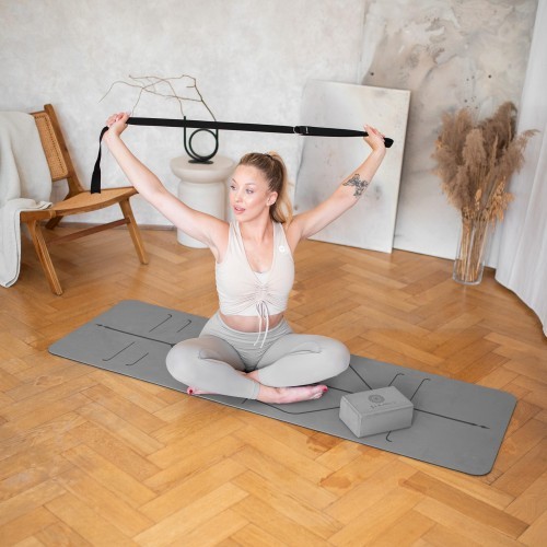 YOGA SET HMS GRAY MAT TPE YM10 + BLOCK KJ02 + STRAP SJ02