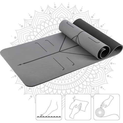 YOGA SET HMS GRAY MAT TPE YM10 + BLOCK KJ02 + STRAP SJ02