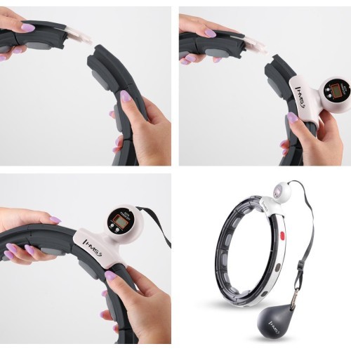 HHM15 HULA HOOP BLACK MAGNETIC WITH WEIGHT + COUNTER HMS