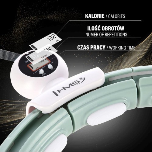 HHM15 HULA HOOP GREEN MAGNETIC WITH WEIGHT + COUNTER HMS