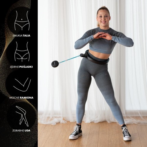 HHM17 HULA HOOP BLACK/TURQUOISE MAGNETIC WITH WEIGHT + COUNTER HMS