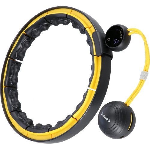 HHM21 HULA HOOP TPE BLACK/YELLOW MAGNETIC WITH WEIGHT + COUNTER HMS