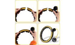 HHM21 HULA HOOP TPE BLACK/YELLOW MAGNETIC WITH WEIGHT + COUNTER HMS
