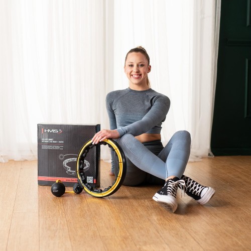 HHM21 HULA HOOP TPE BLACK/YELLOW MAGNETIC WITH WEIGHT + COUNTER HMS