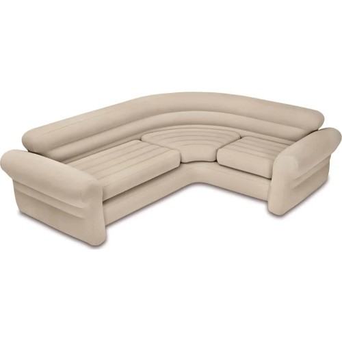Pripučiama kampinė sofa keturvietė 257x203x76 cm smėlio spalvos INTEX 68575