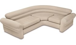 Dmuchana kanapa narożna sofa czteroosobowa 257x203x76 cm beżowa INTEX 68575