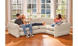 Pripučiama kampinė sofa keturvietė 257x203x76 cm smėlio spalvos INTEX 68575