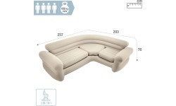 Dmuchana kanapa narożna sofa czteroosobowa 257x203x76 cm beżowa INTEX 68575