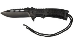 BLACK ONE-HAND KNIFE PARACORD W.FIRE STARTER