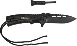 Складной нож одной рукой Paracord с огнивом, черный