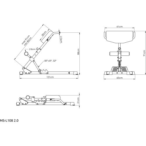 Nugaros tiesiamojo suoliukas MS-L108 2.0 - Marbo Sport