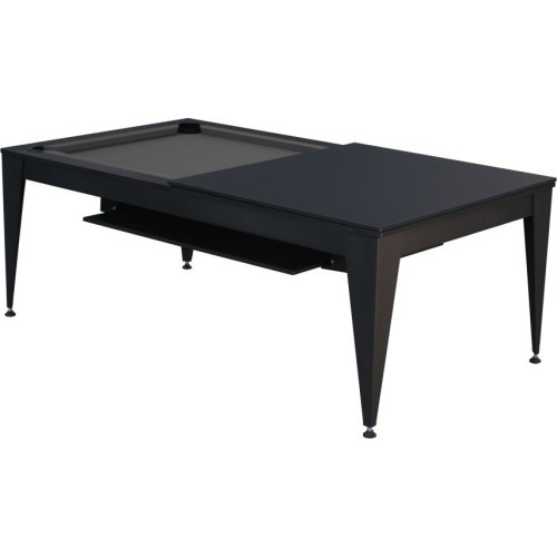 Biliardo stalas / valgomojo stalas Vancouver III, 7 ft, juodas/juodas, pilkas suknas