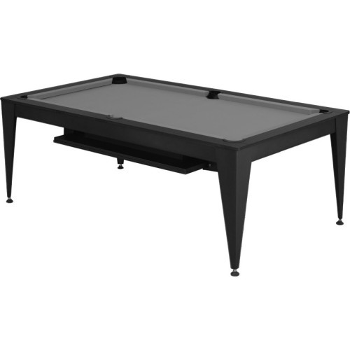 Biliardo stalas / valgomojo stalas Vancouver III, 7 ft, juodas/juodas, pilkas suknas