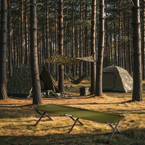 Складная кемпинговая кровать Nils Camp NC2756, зелёная, 200 см