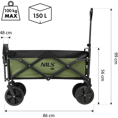 Vežimėlis Nils Camp NC2602, 150 l, žalias