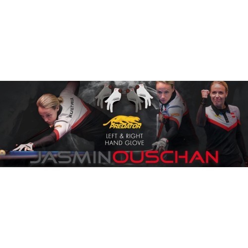 Бильярдная перчатка Predator Second Skin 3-палая Jasmin Ouschan серая, на правую руку, L&XL