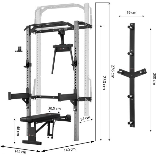 KLT22 MULTIFUNCTIONAL FOLDING POWER RACK SILVER HMS