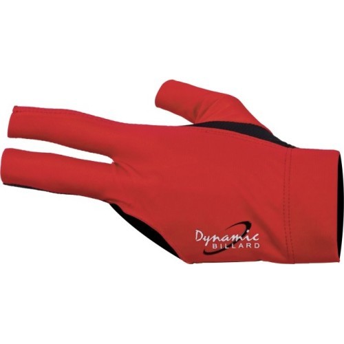 Billiard Glove, Half Finger, Dynamic Pro, 3-Finger, Black/Red, to wear on left hand, L&XL