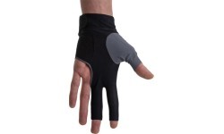 Billiard Glove, Half Finger, Dynamic Pro, 3-Finger, Black/Grey, to wear on left hand, L&XL