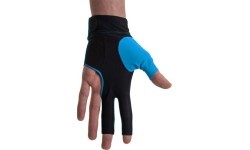 Billiard Glove, Half Finger, Dynamic Pro, 3-Finger, Black/Blue, to wear on left hand, L&XL