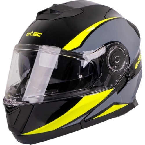 Flip-Up Motorcycle Helmet W-TEC Banelmeda - Grey-black-fluo yellow