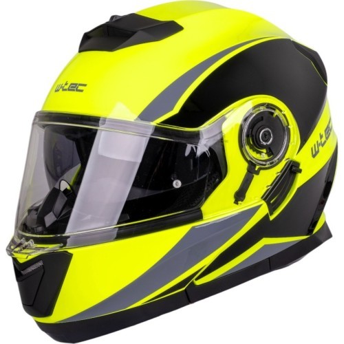 Atverčiamas motociklo šalmas W-TEC Banelmeda - Juoda/fluorescencinė geltona