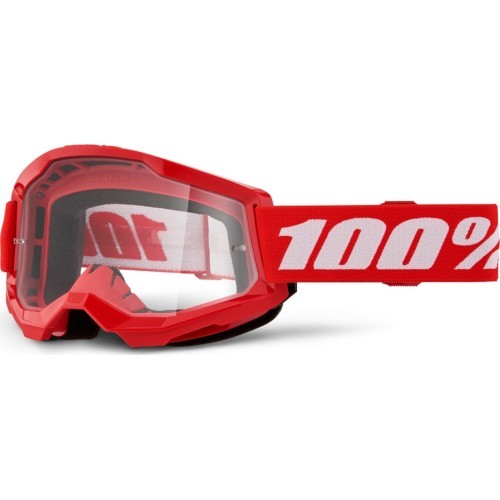 Детские кроссовые очки 100% Strata 2 Youth - Красный, прозрачный плекси