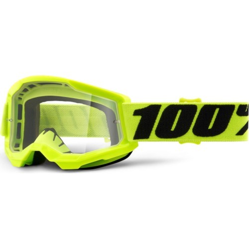 Children’s Motocross Goggles 100% Strata 2 Youth - Yellow, Clear Plexi